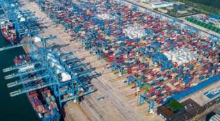 電動搬運(yùn)車見證集裝箱碼頭繁忙場景