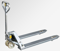 糧站倉(cāng)庫(kù)貨物搬運(yùn)使用不銹鋼手動(dòng)液壓搬運(yùn)車